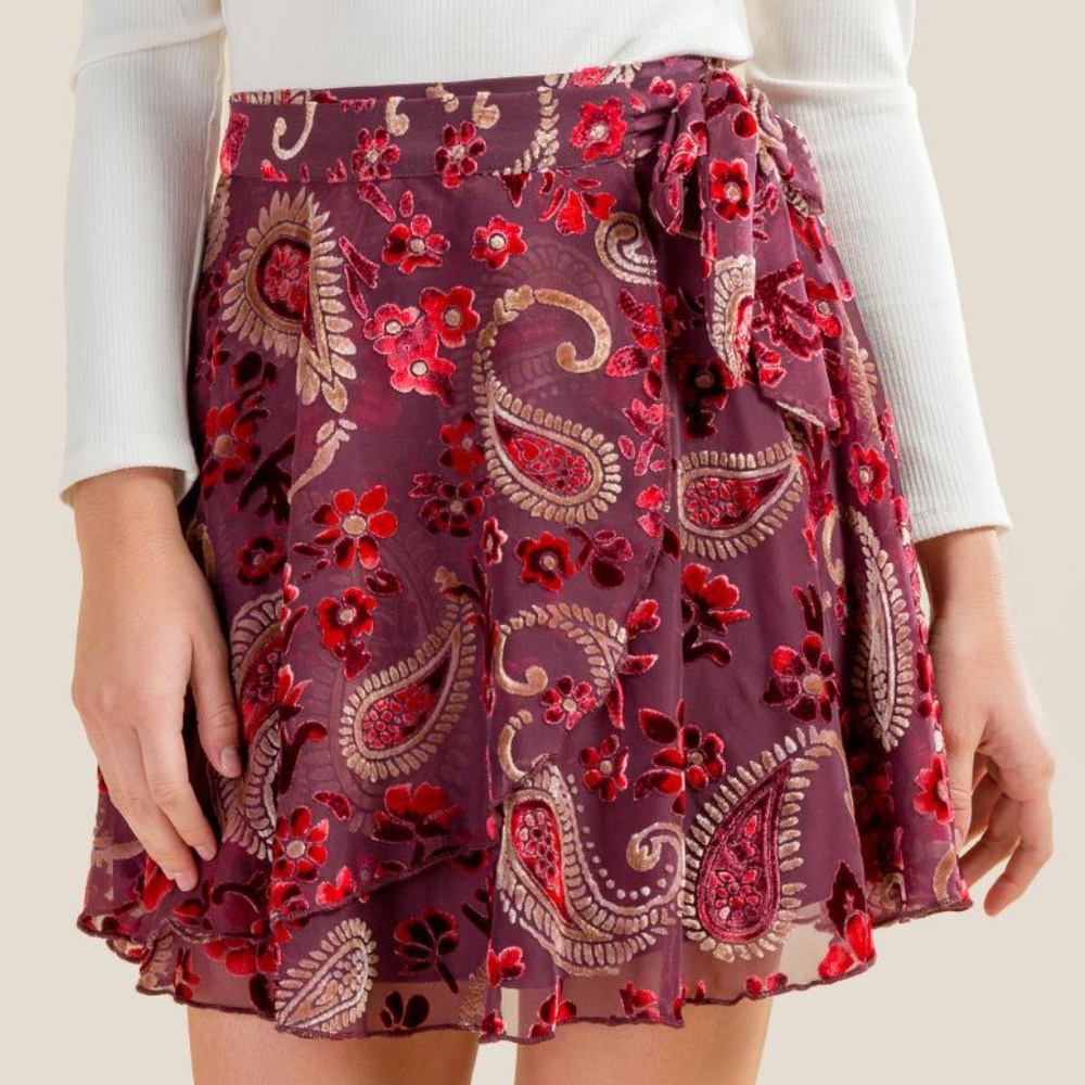 Wylie Burn Out Velvet Skirt